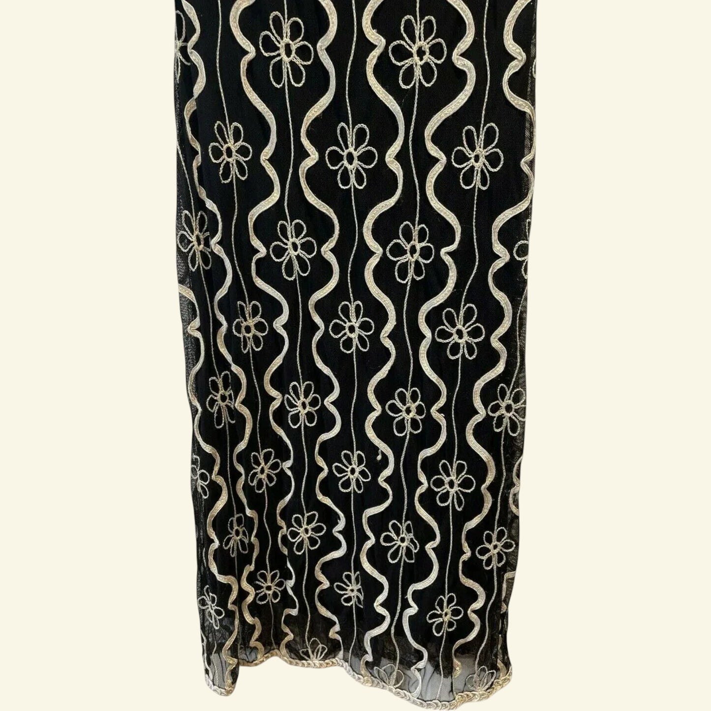 Phase Eight Black & Cream Tapework Cap Sleeve Midi Dress UK 12 US 8 EU 40 - Timelessfashions