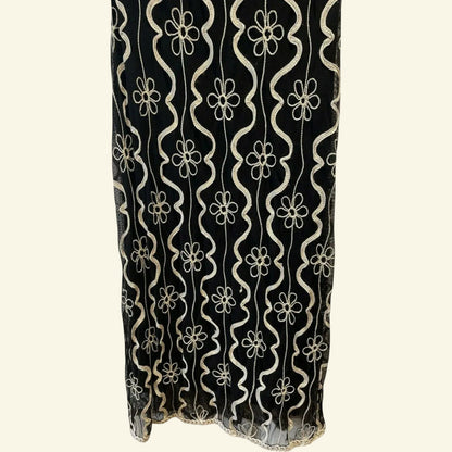 Phase Eight Black & Cream Tapework Cap Sleeve Midi Dress UK 12 US 8 EU 40 - Timelessfashions