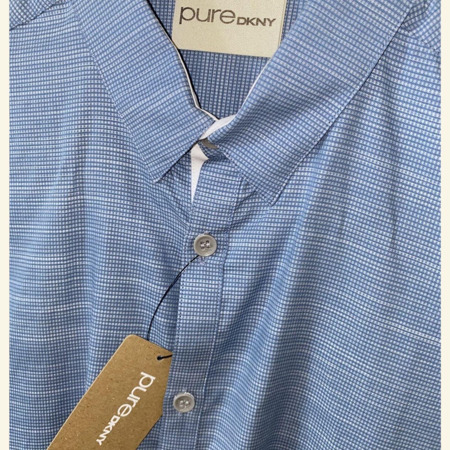 DKNY Mens Pure Check Blue Infinity Long Sleeve Shirt Size XL - Timelessfashions