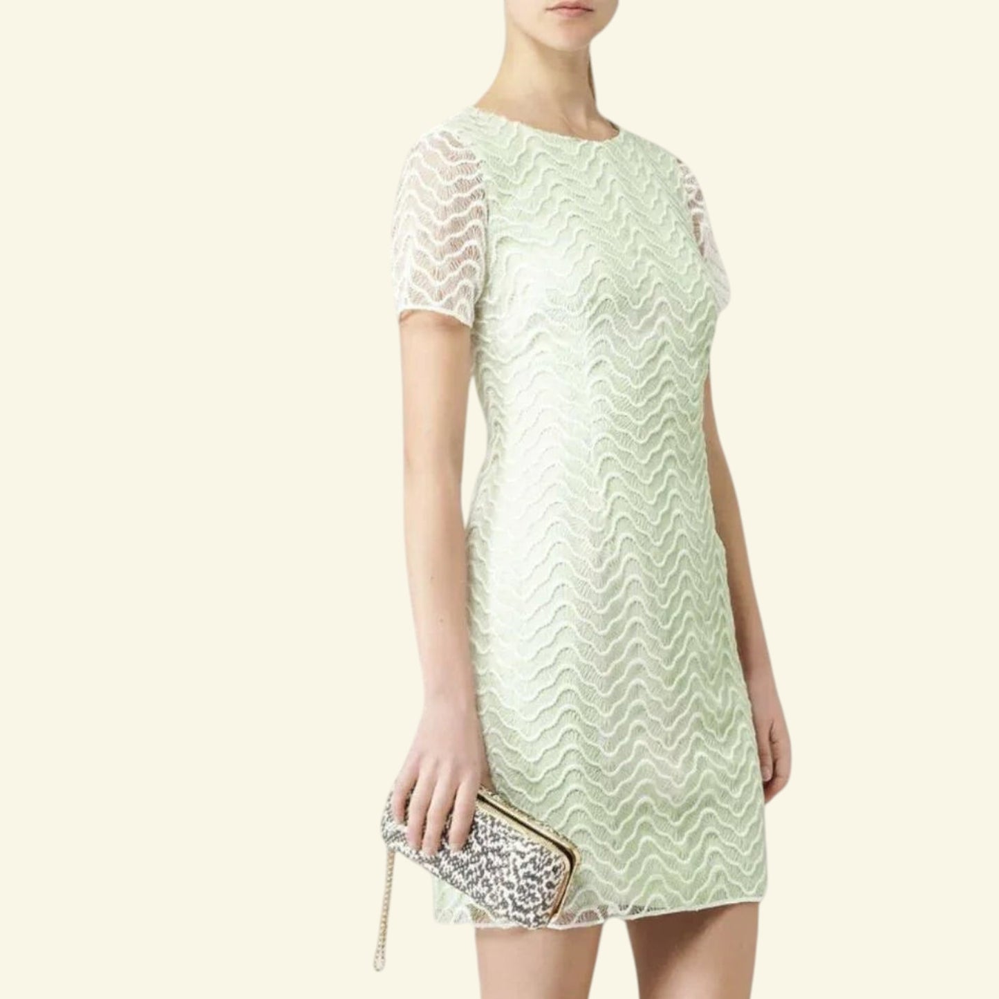 Reiss Soft Mint Green Lark Lace Overlay Dress UK 12 US 8 EU 40 RRP £190 - Timelessfashions