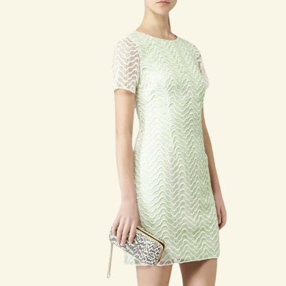Reiss Soft Mint Green Lark Lace Overlay Dress UK 12 US 8 EU 40 RRP £190 - Timelessfashions