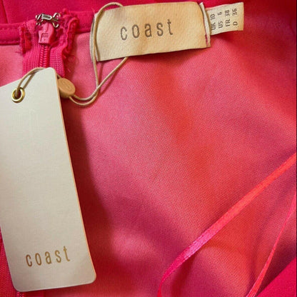 Coast Pink Organza Puff Sleeve Wrap Style Dress UK 10 US 6 EU 38 - Timelessfashions