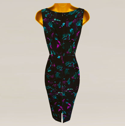 L.K. Bennett Black Floral Silk Sleeveless Pencil Dress UK 6 US 2 EU 38 Timeless Fashions