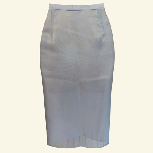 Zapa Ice Blue Organza Embroidered Summer Pencil Skirt UK 8/10 US 4/6 EU 36/38 - Timelessfashions
