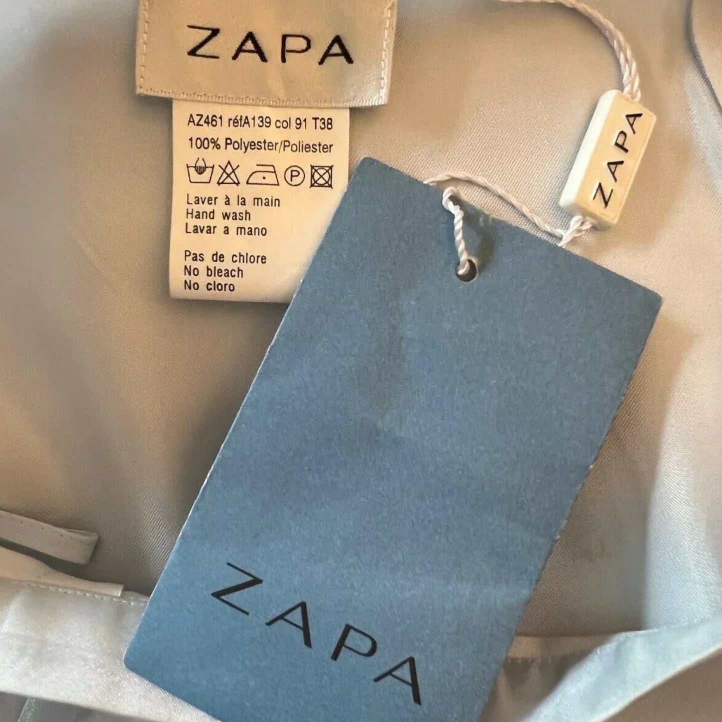 Zapa Ice Blue Organza Embroidered Summer Pencil Skirt UK 8/10 US 4/6 EU 36/38 - Timelessfashions