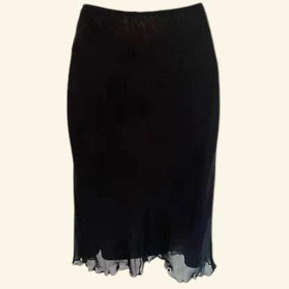 Valentino Jeans Women's Black & White Floral Chiffon Skirt UK 12 EU 40 US 8 IT 44 - Timelessfashions