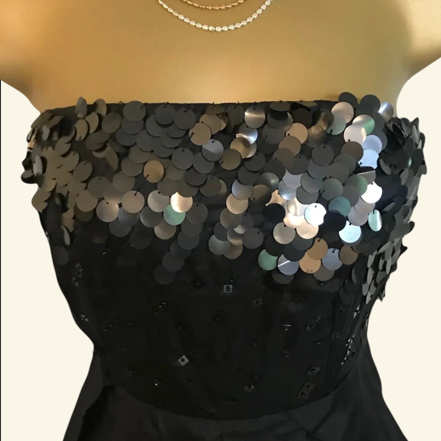 GIVe Black Silk & Sequin Bubble Cocktail Dress UK 8 US 4 EU 36 - Timelessfashions