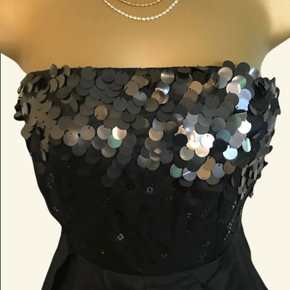 GIVe Black Silk & Sequin Bubble Cocktail Dress UK 8 US 4 EU 36 - Timelessfashions