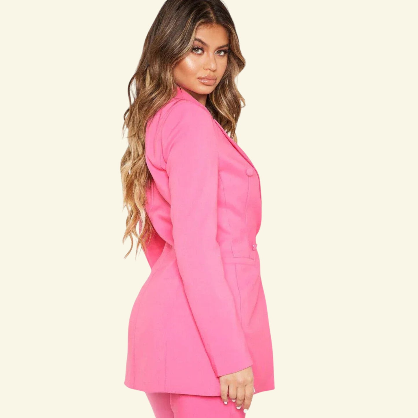 Pretty LittleThing Bubblegum Pink Double Breasted Woven Blazer UK 10 US 6 EU 38 BNWT - Timelessfashions