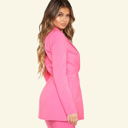 Pretty LittleThing Bubblegum Pink Double Breasted Woven Blazer UK 10 US 6 EU 38 BNWT - Timelessfashions
