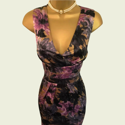 L.K. Bennett Multicoloured Floral Silk Blend Pencil Dress UK 10 US 6 EU 38 - Timelessfashions