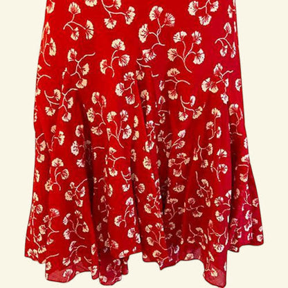 Ralph Lauren Red & White Cotton Floral Skirt Size S Approx UK 10/12 US 6/8 EU 38/40 - Timelessfashions