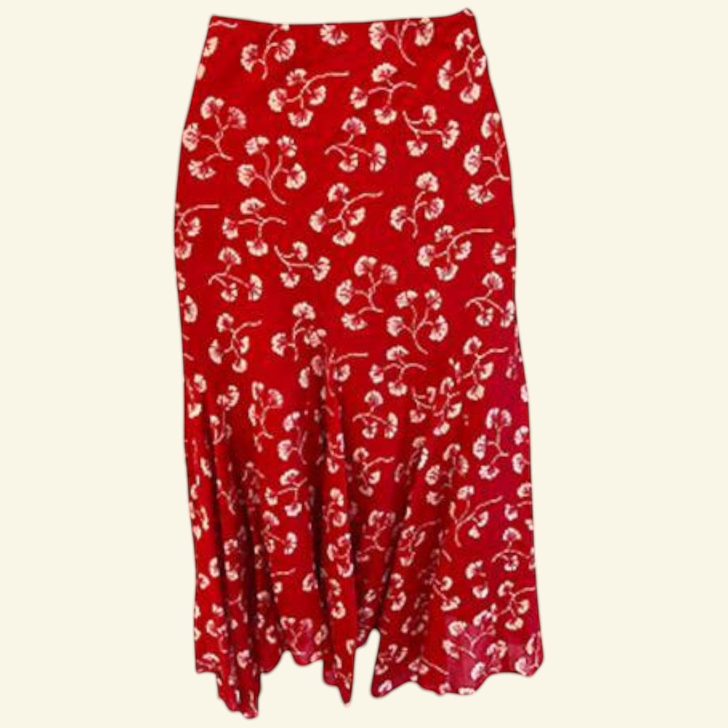Ralph Lauren Red & White Cotton Floral Skirt Size S Approx UK 10/12 US 6/8 EU 38/40 - Timelessfashions