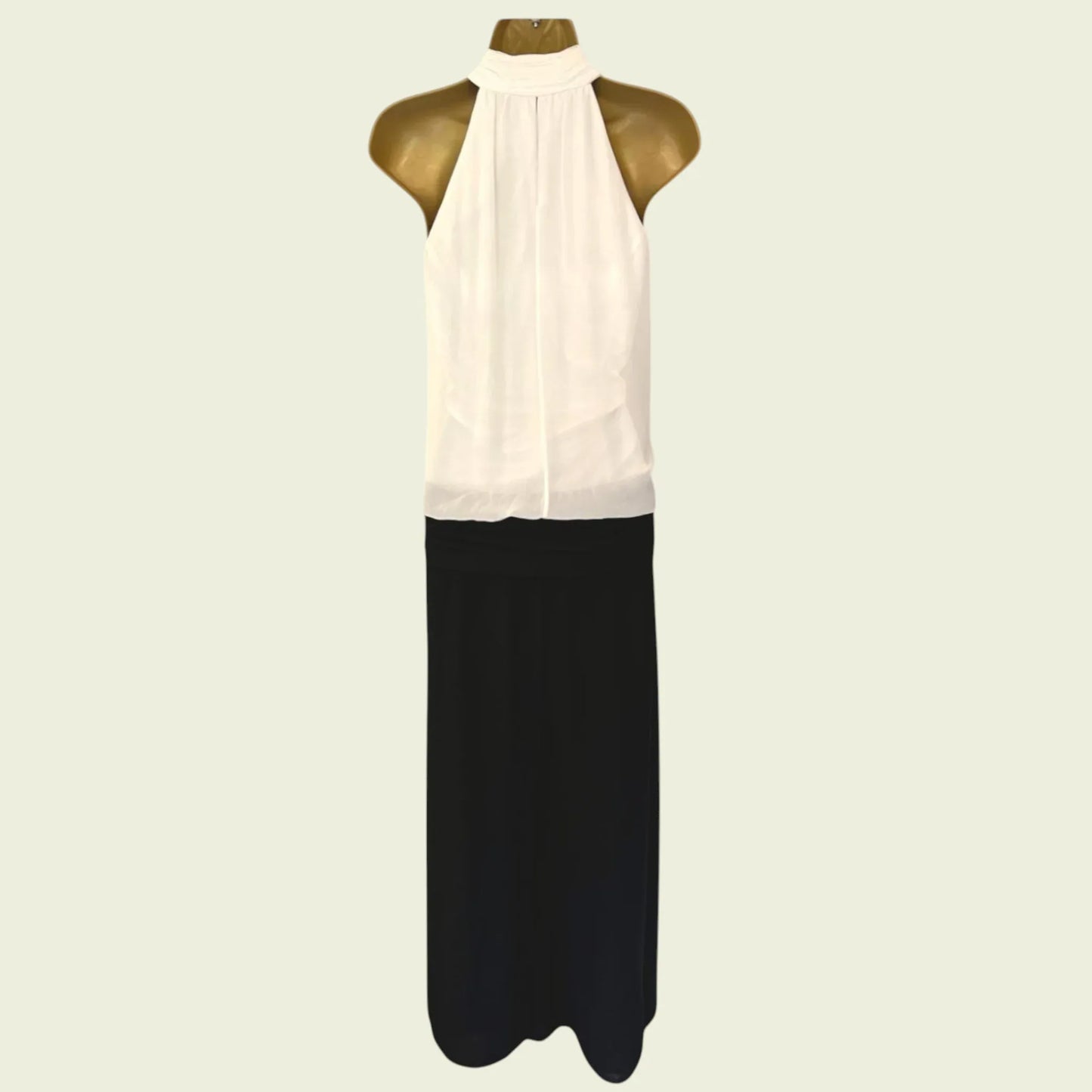 Amore Black & White Wide Leg Sleeveless Chiffon Jumpsuit UK 12 US 8 EU 40 - Timelessfashions