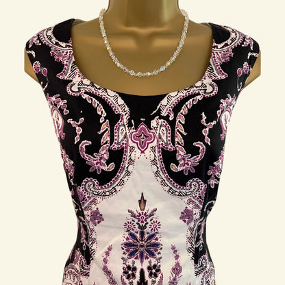 Phase Eight MultiColoured Paisley Stretch Bodycon Dress UK 10 US 6 EU 38 - Timelessfashions