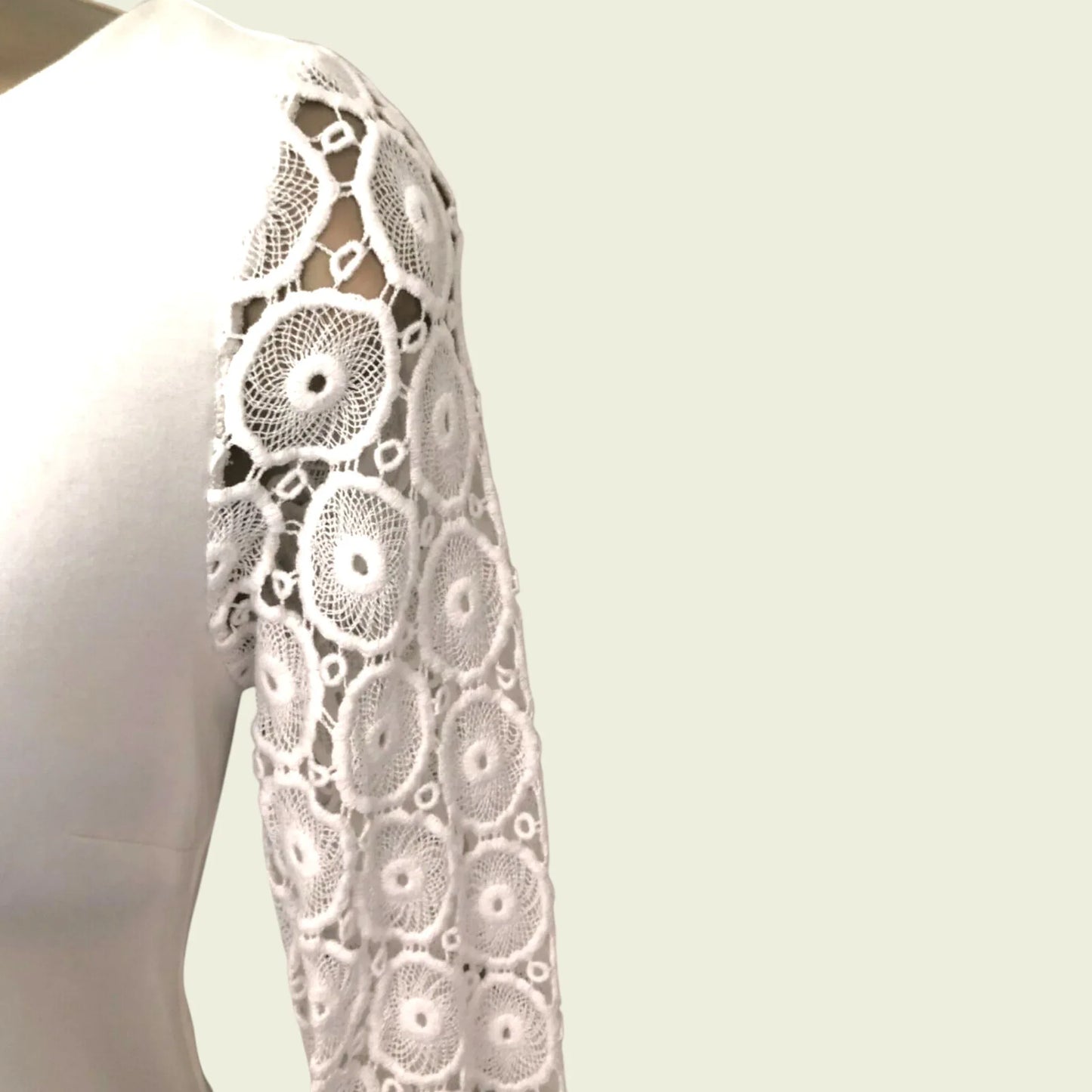 Philosophy White Ladies Lace Sleeve Dress UK 8 US 4 EU 36 - Timelessfashions