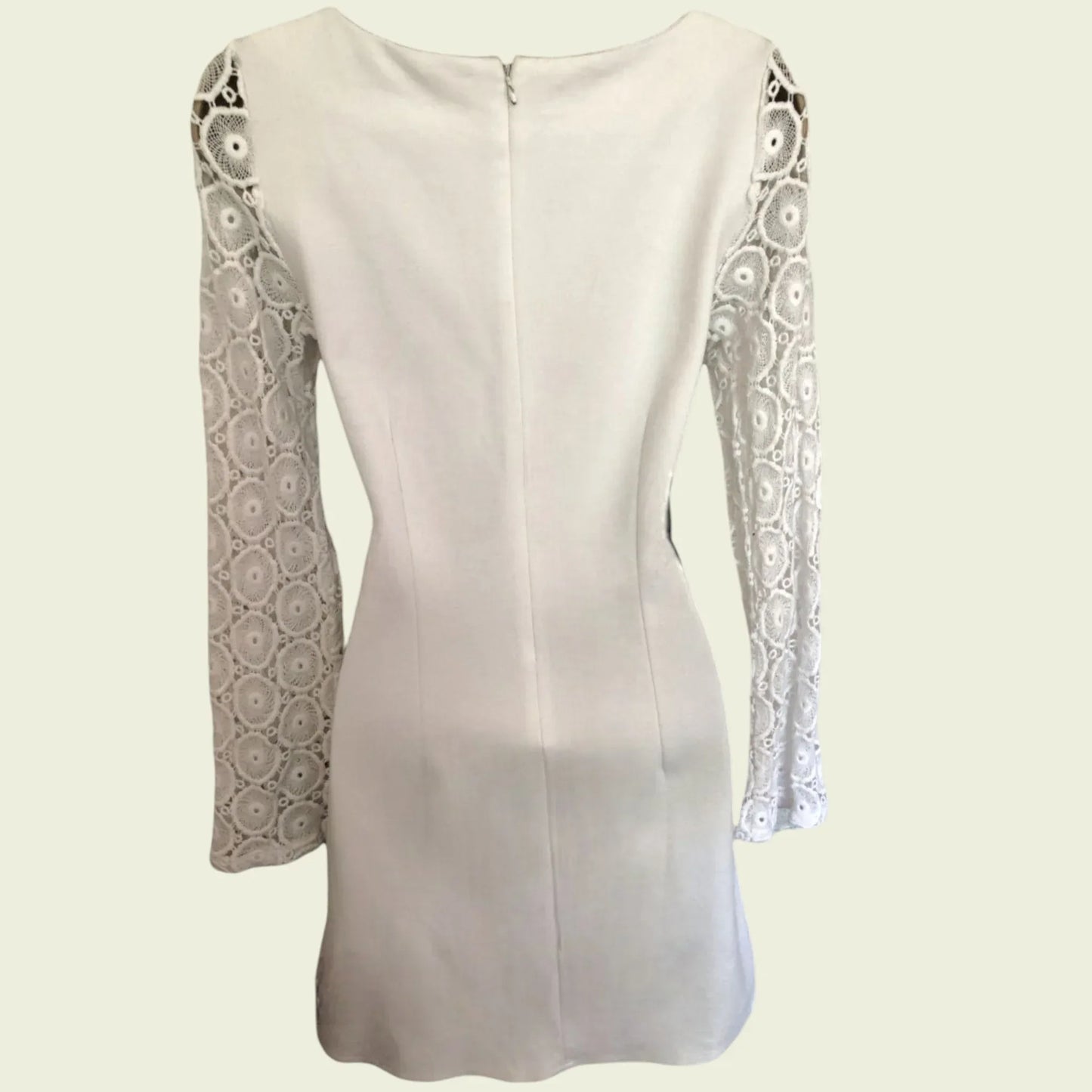 Philosophy White Ladies Lace Sleeve Dress UK 8 US 4 EU 36 - Timelessfashions