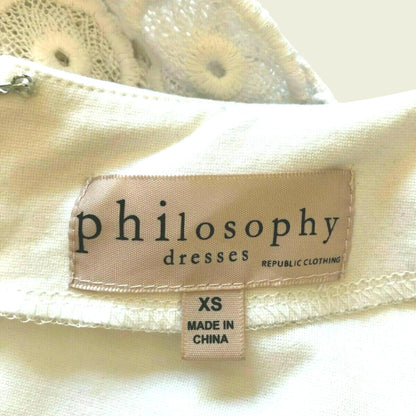 Philosophy White Ladies Lace Sleeve Dress UK 8 US 4 EU 36 - Timelessfashions