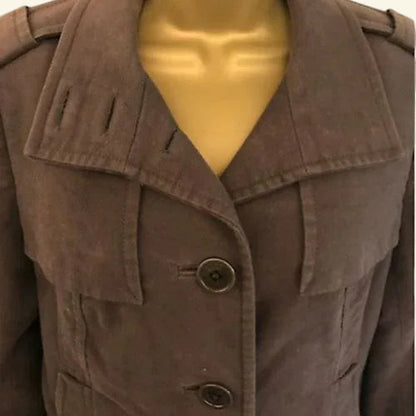 Ted Baker Brown Brushed Cotton Moleskin Belted Ladies Jacket Sz 2 UK 10 US 6 EU 38 - Timelessfashions