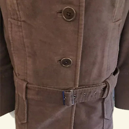 Ted Baker Brown Brushed Cotton Moleskin Belted Ladies Jacket Sz 2 UK 10 US 6 EU 38 - Timelessfashions
