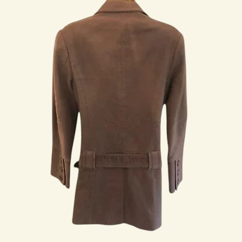 Ted Baker Brown Brushed Cotton Moleskin Belted Ladies Jacket Sz 2 UK 10 US 6 EU 38 - Timelessfashions