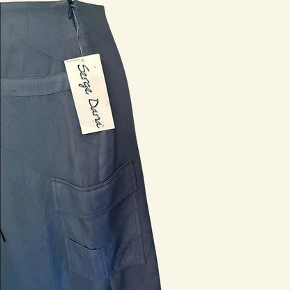 Serge Dana Womens Dove Blue Crepe Long Pencil Skirt UK 10 US 6 EU 38 - Timelessfashions