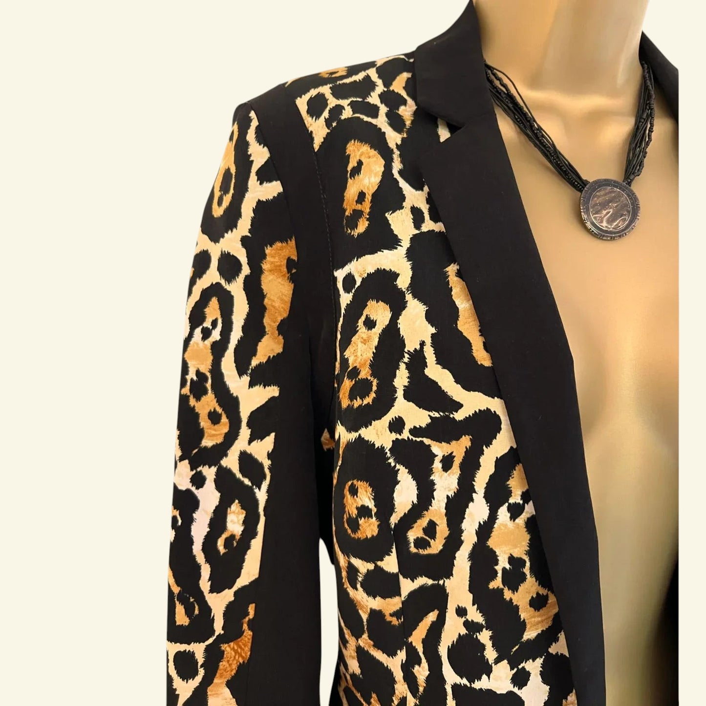 LIMITED EDITION Black Animal Print Open Jacket UK 10 US 6 EU 38 - Timelessfashions