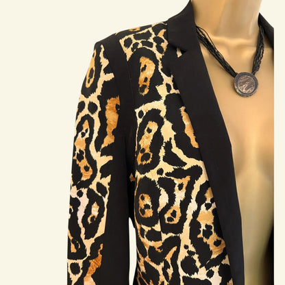 LIMITED EDITION Black Animal Print Open Jacket UK 10 US 6 EU 38 - Timelessfashions