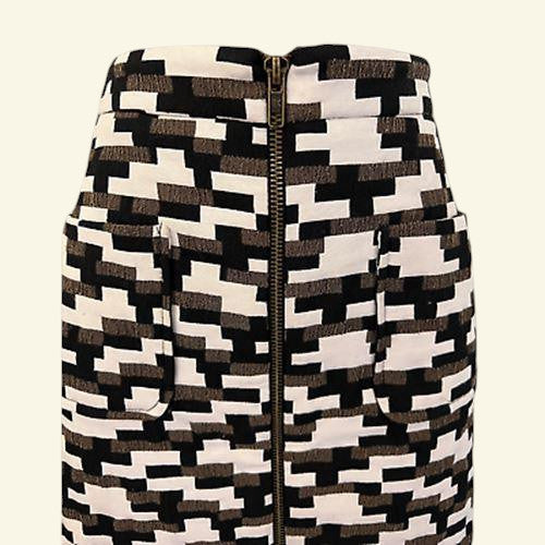 Phase Eight Ivory, Brown & Black Mini Skirt UK 12 US 8 EU 40 - Timelessfashions