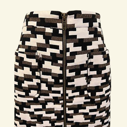 Phase Eight Ivory, Brown & Black Mini Skirt UK 12 US 8 EU 40 - Timelessfashions