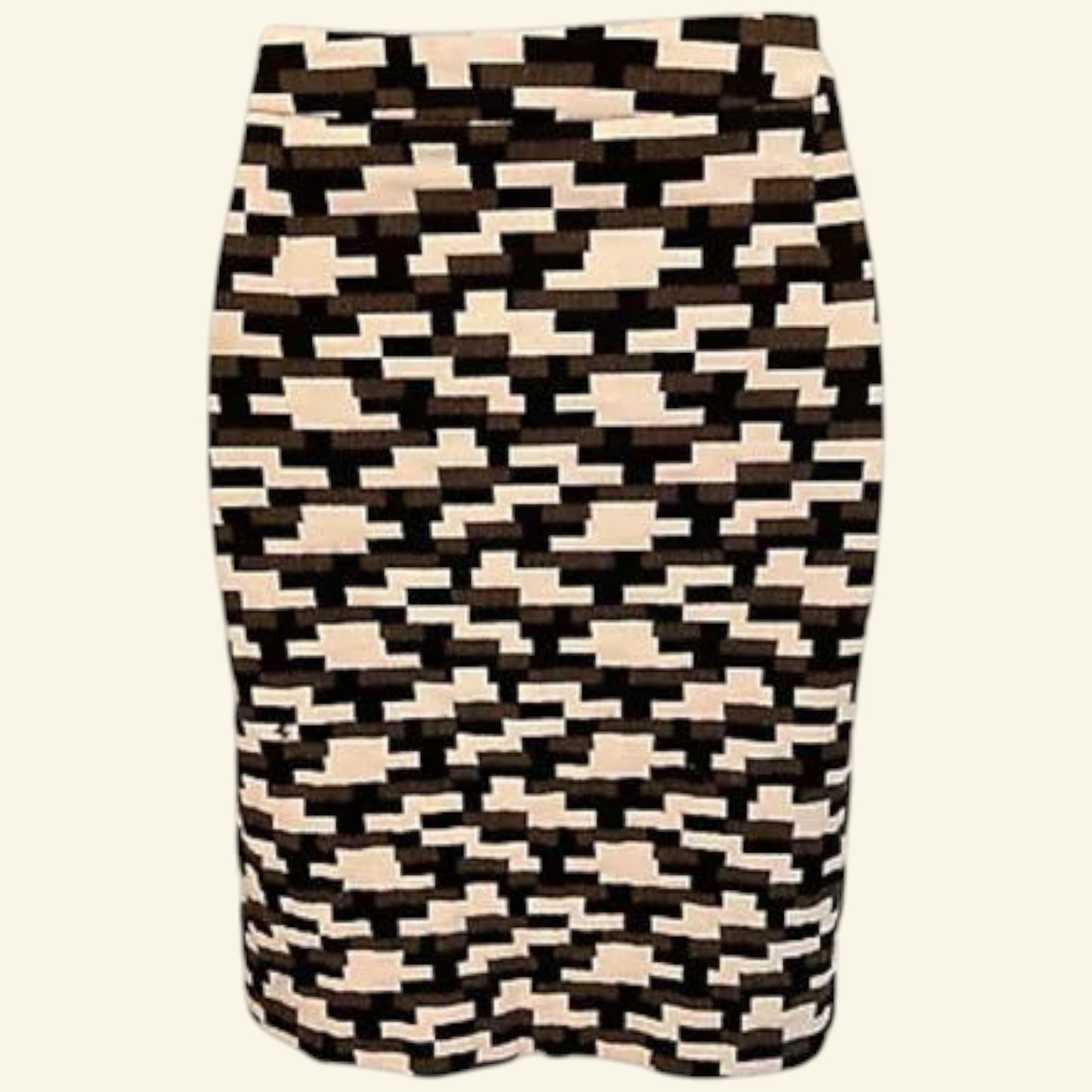 Phase Eight Ivory, Brown & Black Mini Skirt UK 12 US 8 EU 40 - Timelessfashions