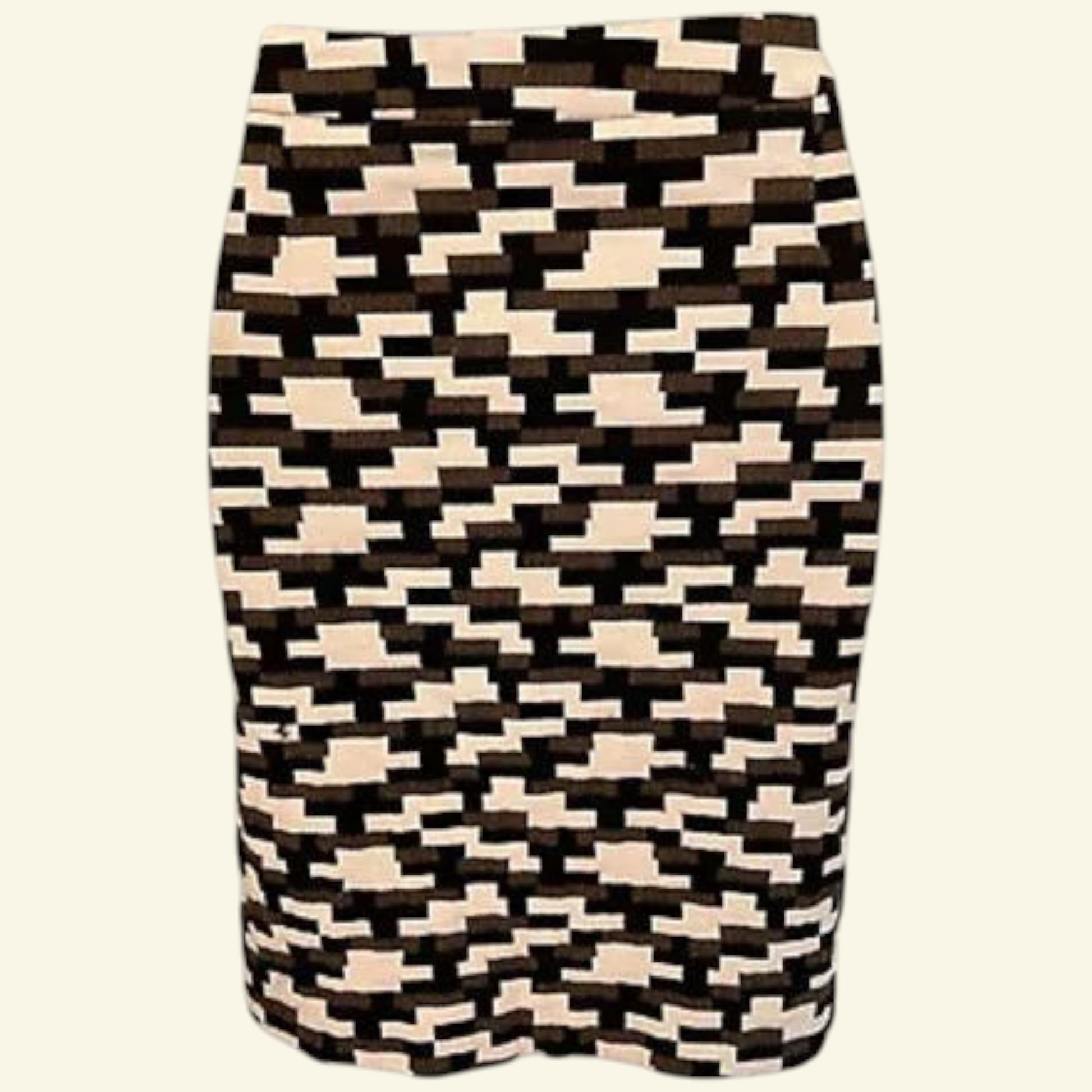 Phase Eight Ivory, Brown & Black Mini Skirt UK 12 US 8 EU 40 - Timelessfashions