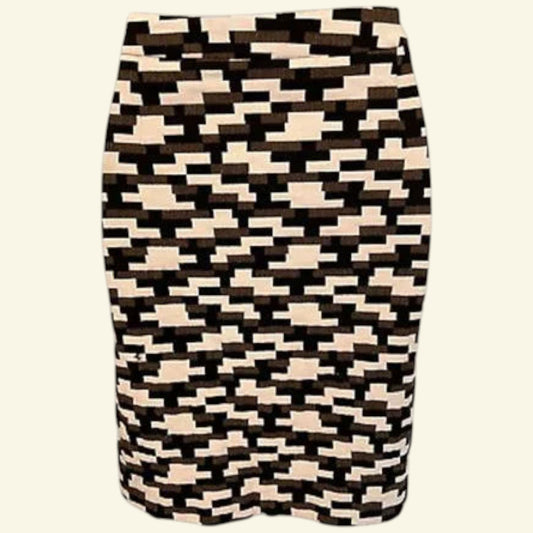 Phase Eight Ivory, Brown & Black Mini Skirt UK 12 US 8 EU 40 - Timelessfashions