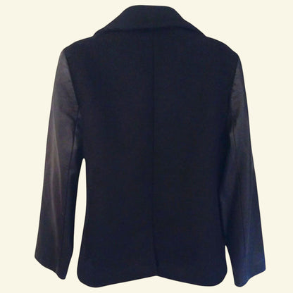 Gerard Darel Ladies Black Wool & Lambskin Leather Jacket UK 14 US 10 EU 42 - Timelessfashions