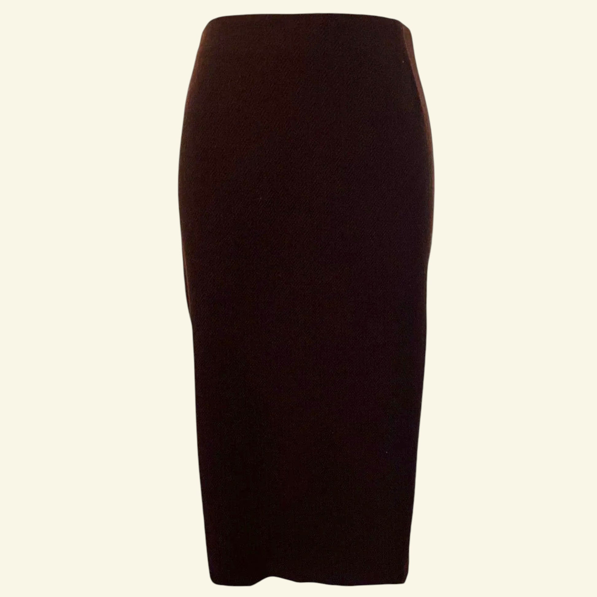 Gibierre Donna Burgundy, Brown Pencil Wool Skirt, UK 20 US 16 EU 50 - Timelessfashions