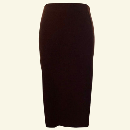 Gibierre Donna Burgundy, Brown Pencil Wool Skirt, UK 20 US 16 EU 50 - Timelessfashions