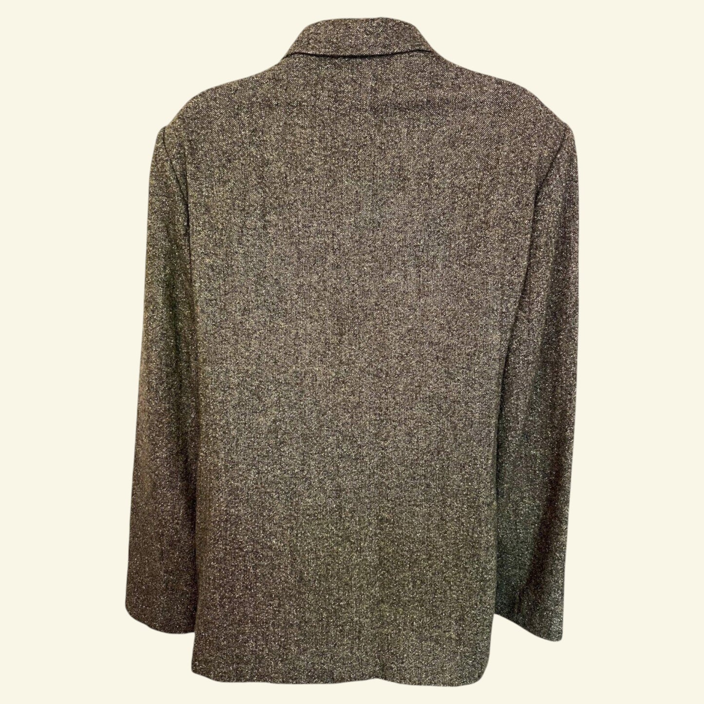 Gregory Pat Grey/Brown Tweed Wool & Silk Blend Box Jacket UK 18 US 14 EU 46 - Timelessfashions