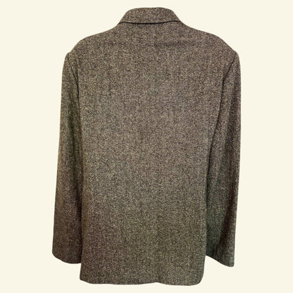 Gregory Pat Grey/Brown Tweed Wool & Silk Blend Box Jacket UK 18 US 14 EU 46 - Timelessfashions