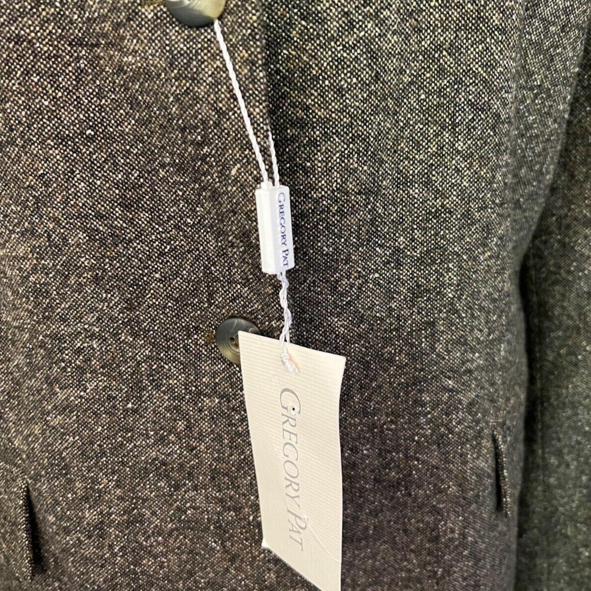 Gregory Pat Grey/Brown Tweed Wool & Silk Blend Box Jacket UK 18 US 14 EU 46 - Timelessfashions