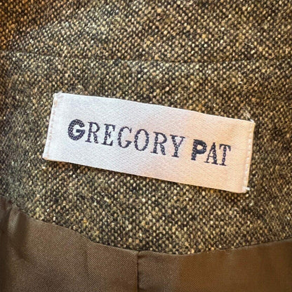 Gregory Pat Grey/Brown Tweed Wool & Silk Blend Box Jacket UK 18 US 14 EU 46 - Timelessfashions