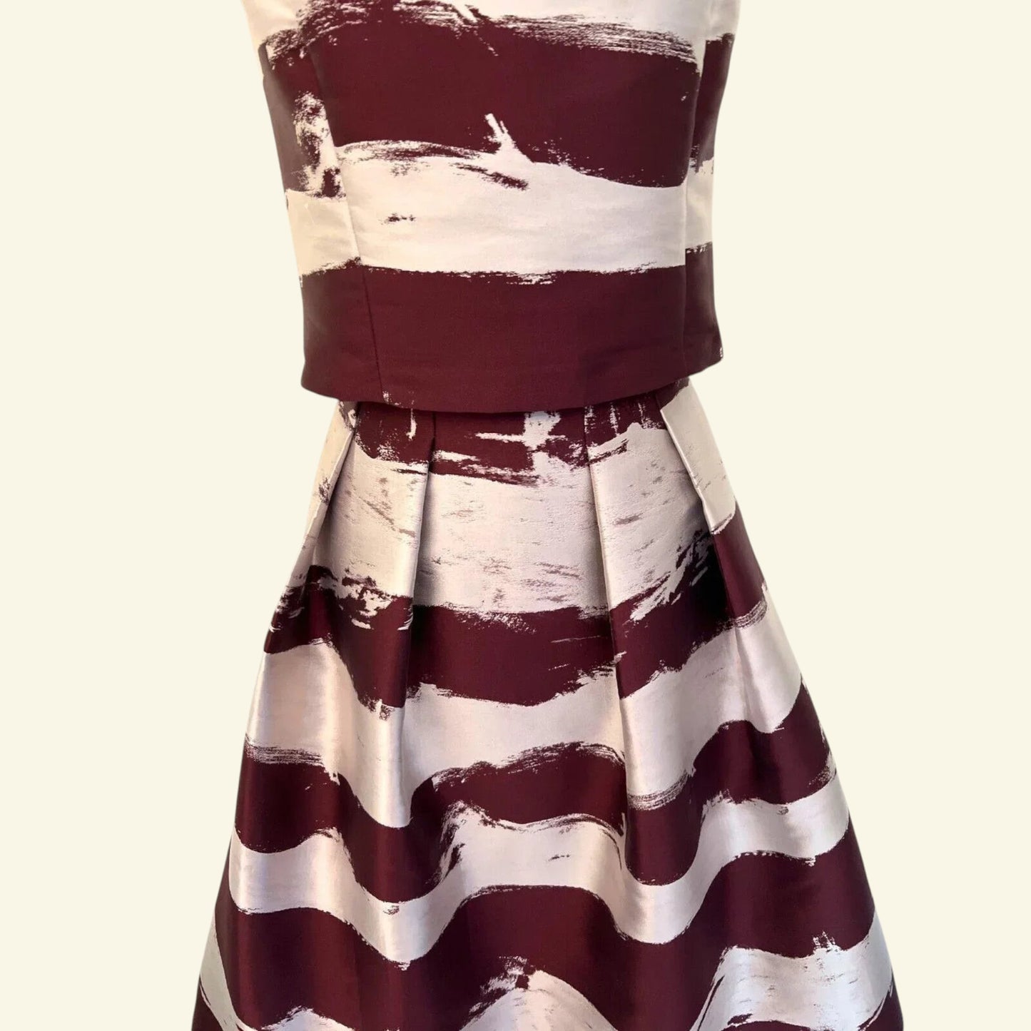 Phase Eight Burgundy & Metallic Silver Skirt & Top UK 14 US 10 EU 42 - Timelessfashions