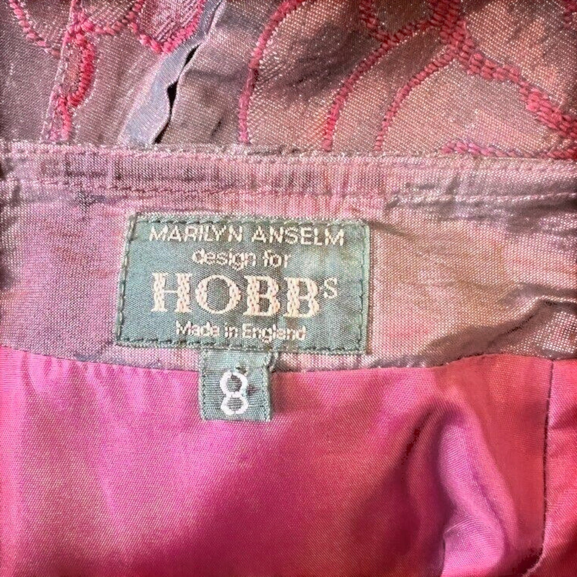 Marilyn Anselm Hobbs Claret Red Vintage Floral Metallic Long Skirt UK 8 US 4 EU 36 - Timelessfashions