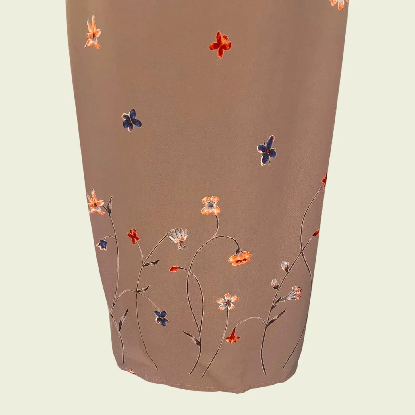 Antonio D'errico Warm Taupe Crepe Long Floral Dress UK 10 US 6 EU 38 IT 42