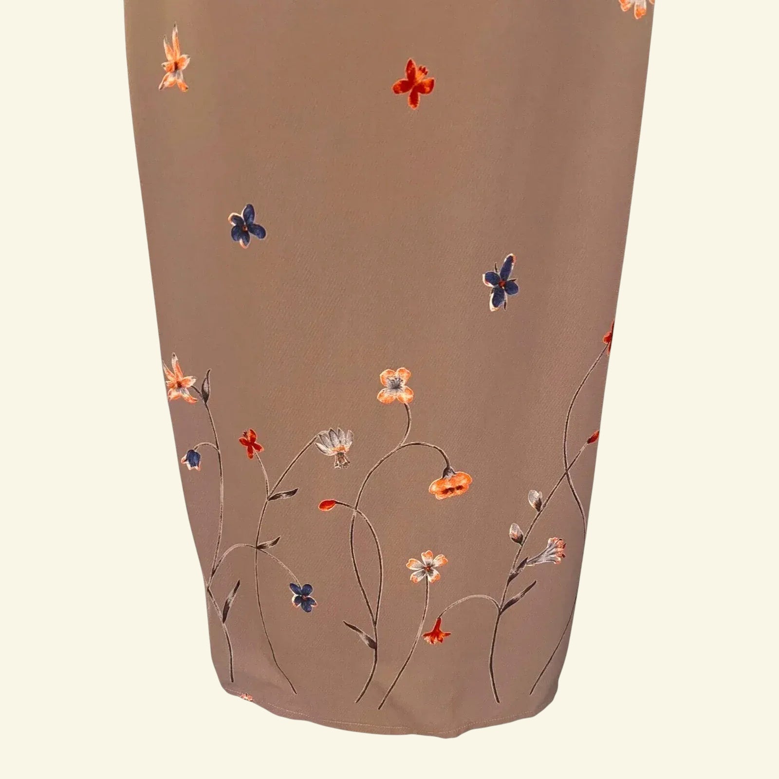 Antonio D'errico Warm Taupe Crepe Long Floral Dress UK 10 US 6 EU 38 IT 42 - Timelessfashions