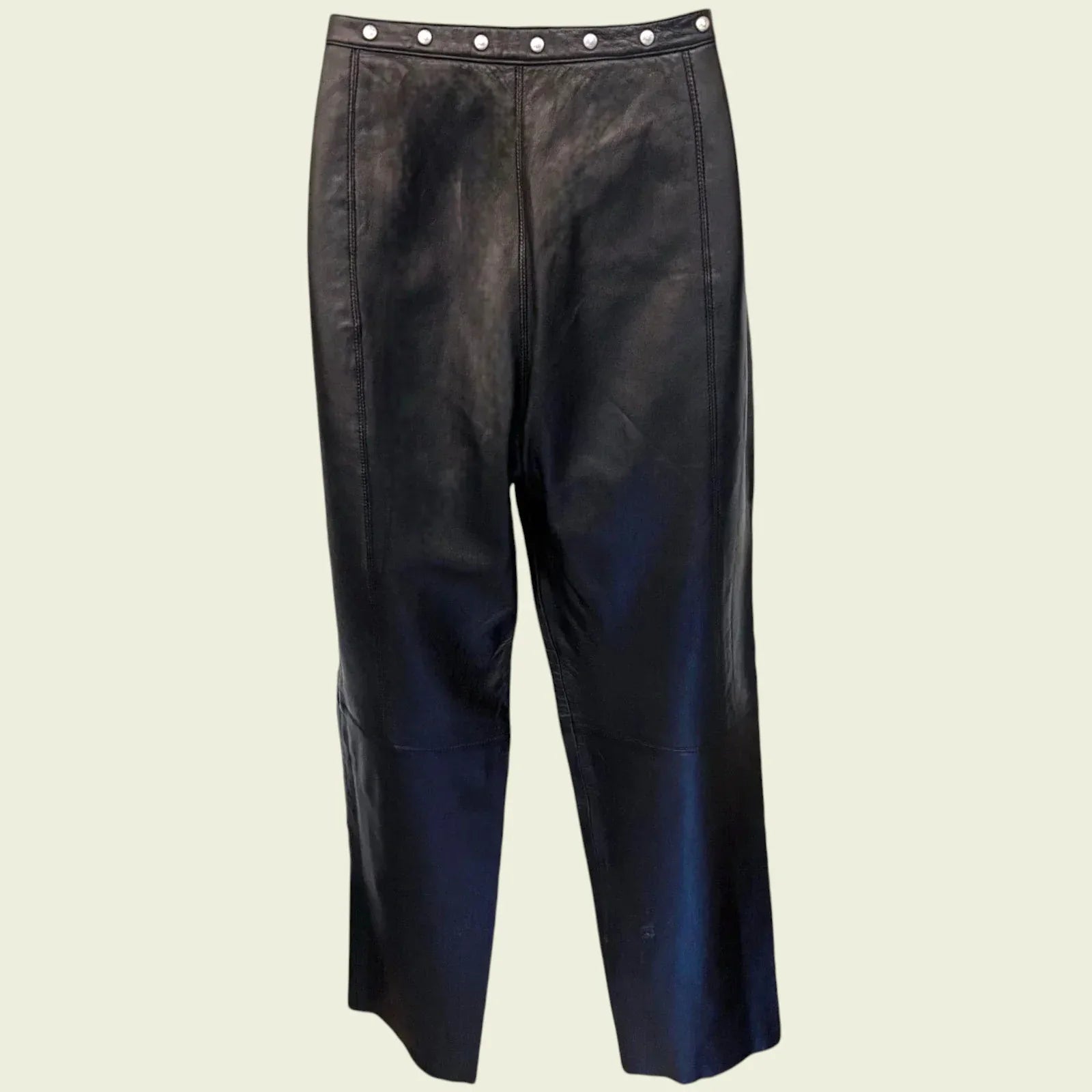 Armani Jeans Womens Black Leather Vintage Trousers UK 14/16 US 10/12 EU 42/44 - Timelessfashions