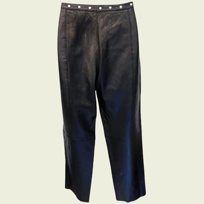 Armani Jeans Womens Black Leather Vintage Trousers UK 14/16 US 10/12 EU 42/44 - Timelessfashions