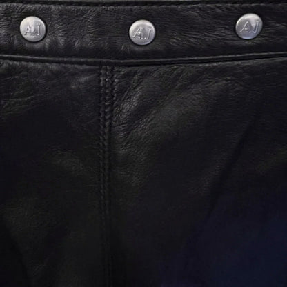 Armani Jeans Womens Black Leather Vintage Trousers UK 14/16 US 10/12 EU 42/44 - Timelessfashions