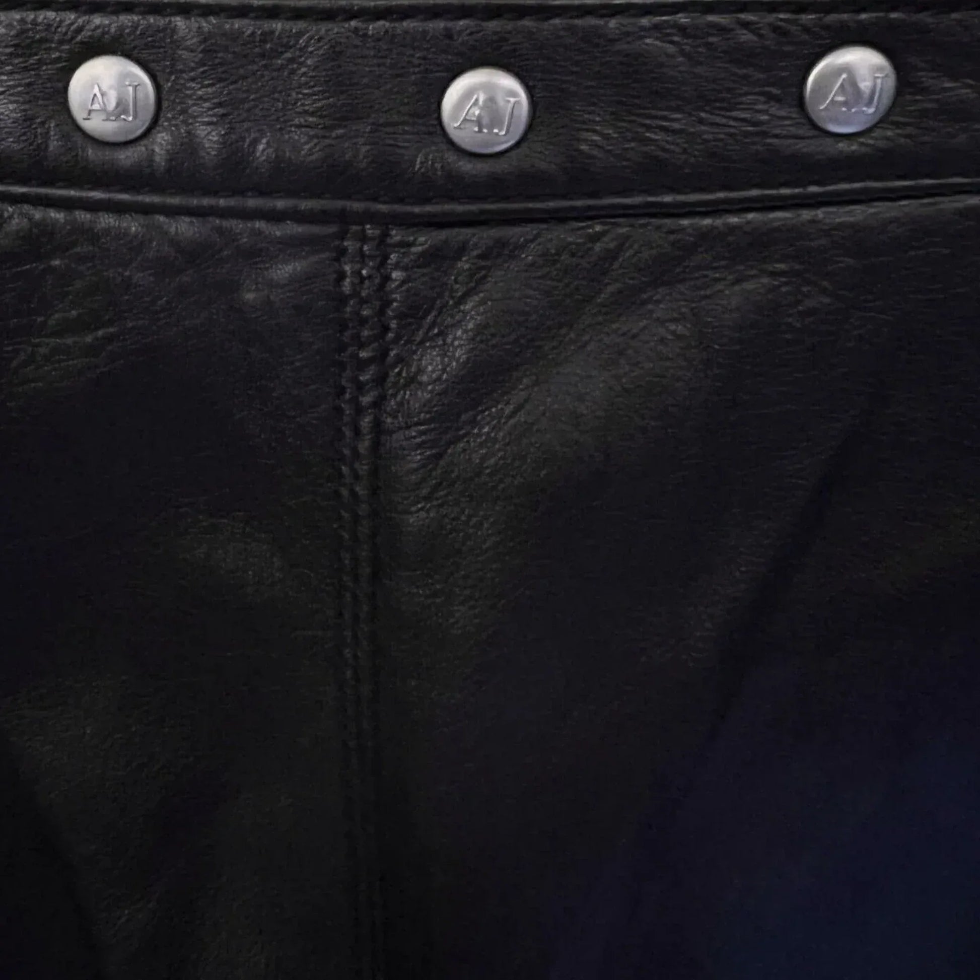 Armani Jeans Womens Black Leather Vintage Trousers UK 14/16 US 10/12 EU 42/44 - Timelessfashions