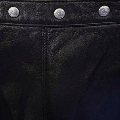 Armani Jeans Womens Black Leather Vintage Trousers UK 14/16 US 10/12 EU 42/44 - Timelessfashions