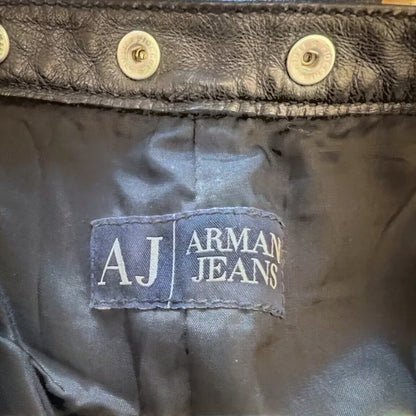 Armani Jeans Womens Black Leather Vintage Trousers UK 14/16 US 10/12 EU 42/44 - Timelessfashions